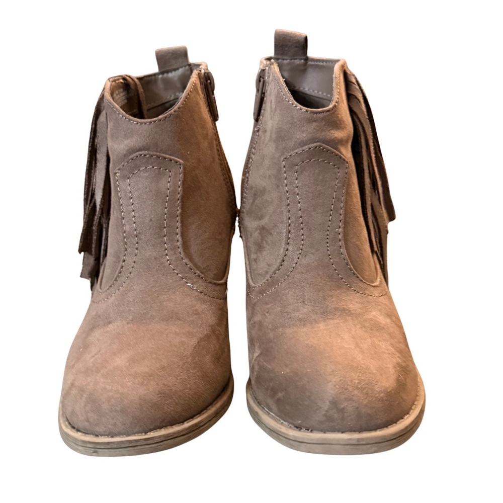 Faded Glory Brown Ankle Boots with Fringe - Picture 2 of 4